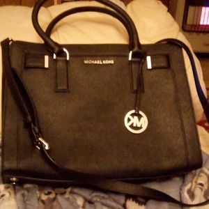 Mk Dillon Saffiano black leather satchel